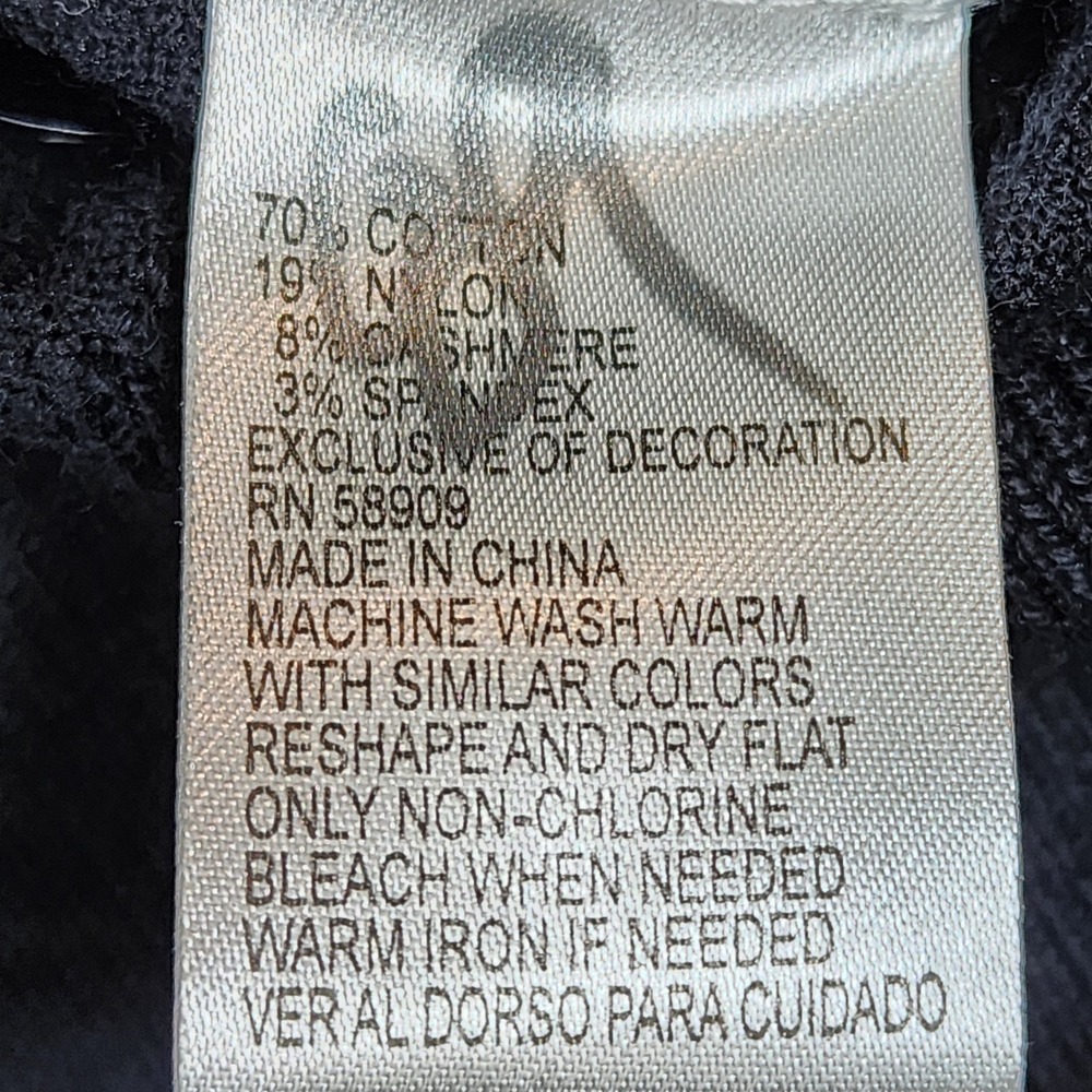 Antonio Melani Black Cashmere Blend Cardigan Cream Chiffon Trim Floral Accent L - Picture 5 of 6